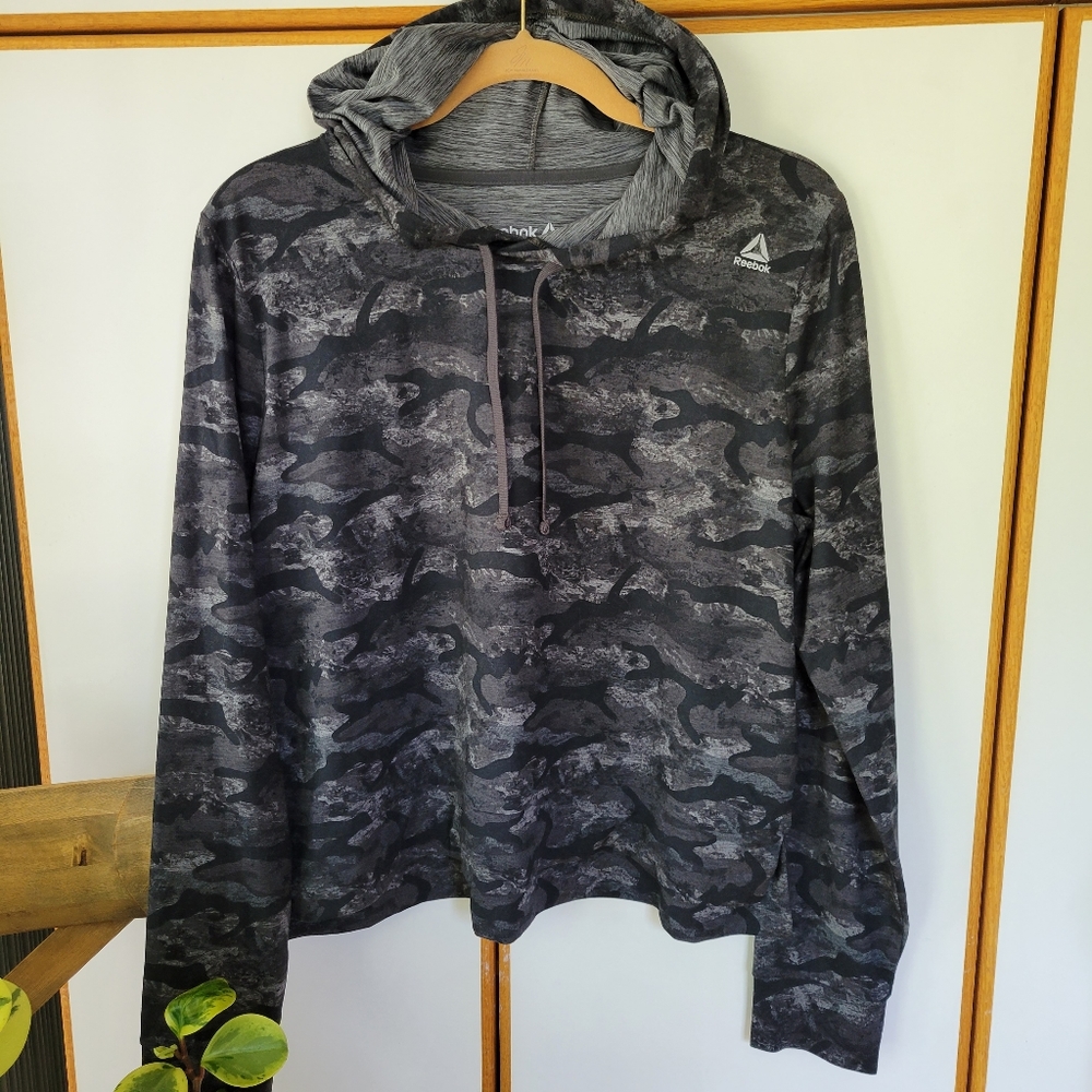 Reebok Crop Camo Hoodie L Crossfit